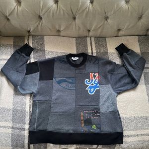 Re/Done Mixed Print Sweatshirt Hoodie in Heathered Black Patchwork Size Small